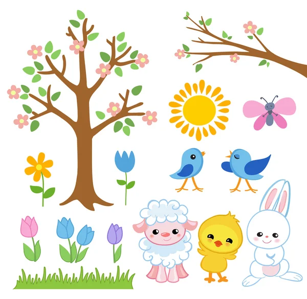 Primavera Pascua Garden.Vector ilustración . — Archivo Imágenes Vectoriales