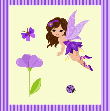 Güzel bir mor peri uçuş çizimi