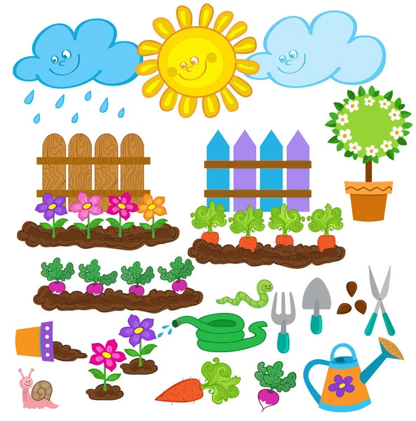 Juego de iconos de jardinería — Vector de stock