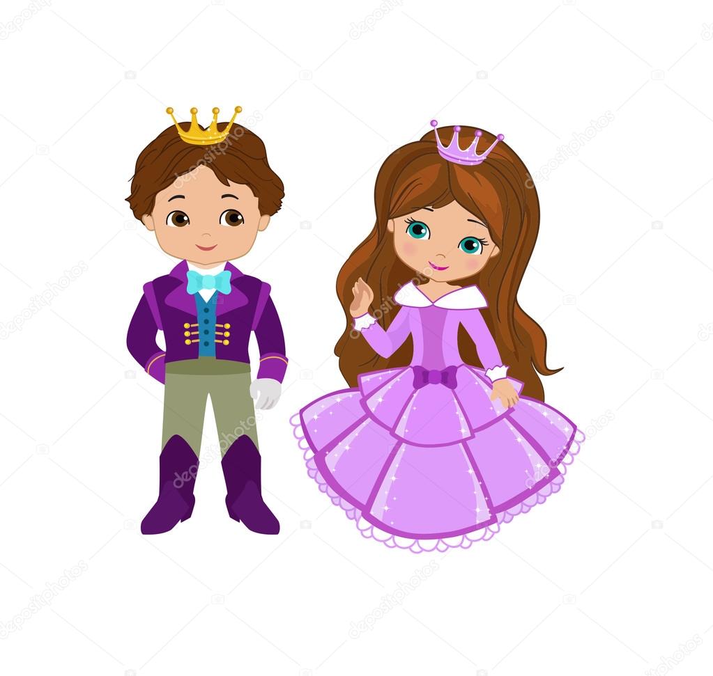 Illustration of very cute Prince and Princess