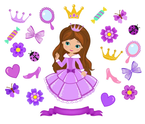 Illustration vectorielle des éléments de design princesse. — Image vectorielle