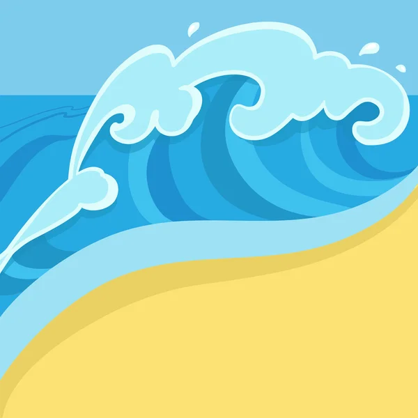 Nagy hullámok tengerpart. Vektoros illusztráció. Háttér. — Stock Vector