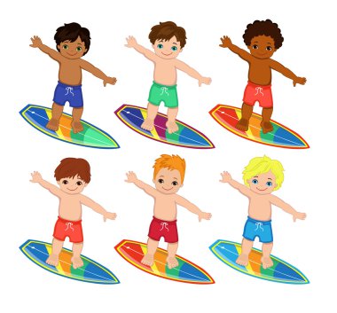 Adet Rüzgar Sörfü Boys.Vector illüstrasyon.