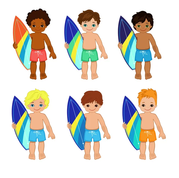 Windsurfer Boys.Vector afbeelding. — Stockvector