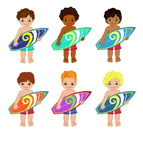 Windsurfer Boys.Vector illustration. — Stock Vector