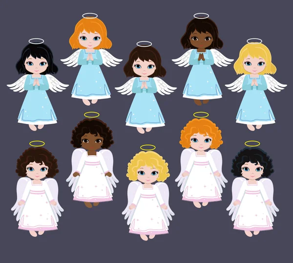 Conjunto de chicas Angel. Bautismo — Vector de stock