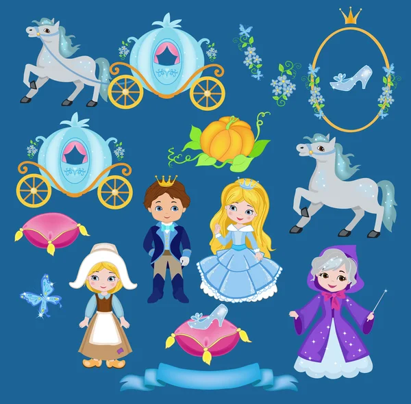 Ensemble d'illustrations vectorielles Cendrillon — Image vectorielle