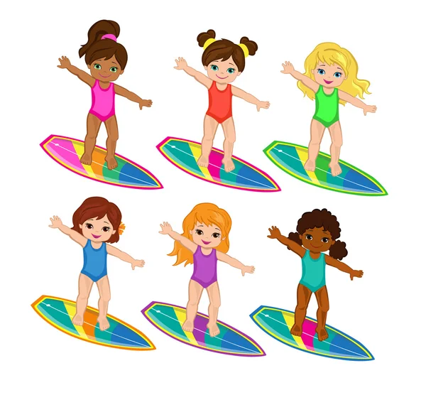 Windsurfer Girls.Vector ilustración . — Vector de stock