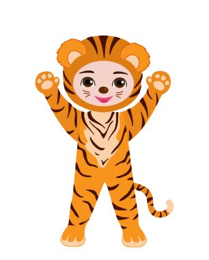 Kaplan kostüm genç bir çocuk resmi.