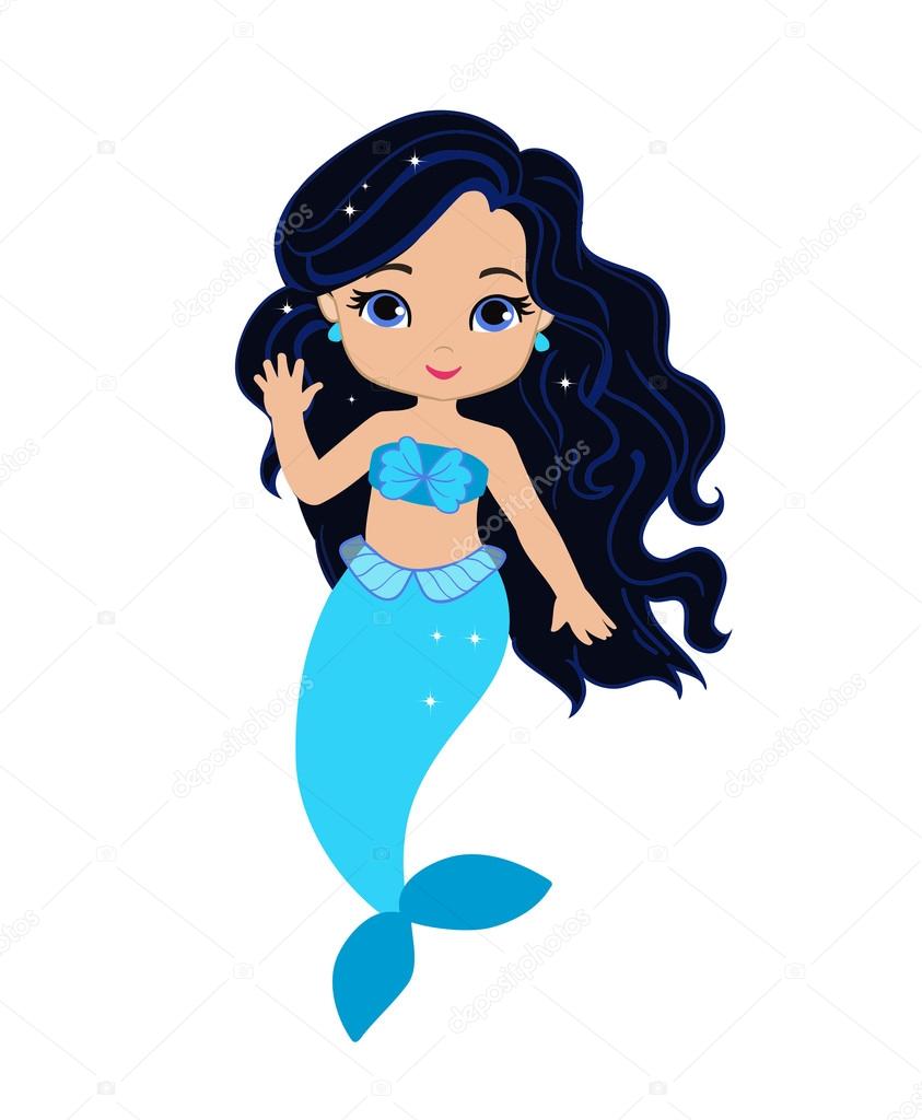 Cute little mermaid.Vector illustration.