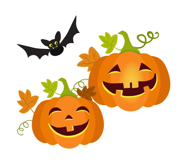Paar Spaß Halloween-Kürbis isoliert auf weißem Hintergrund, Vektorillustration. — Stockvektor