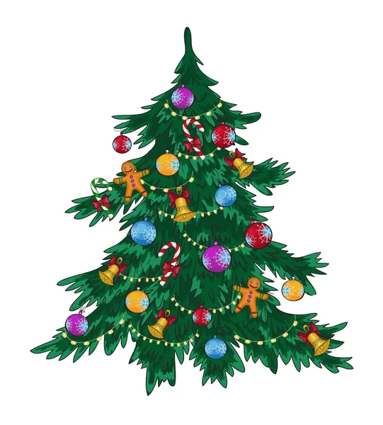 飾られたクリスマス ツリーのベクトル イラスト — ストックベクタ