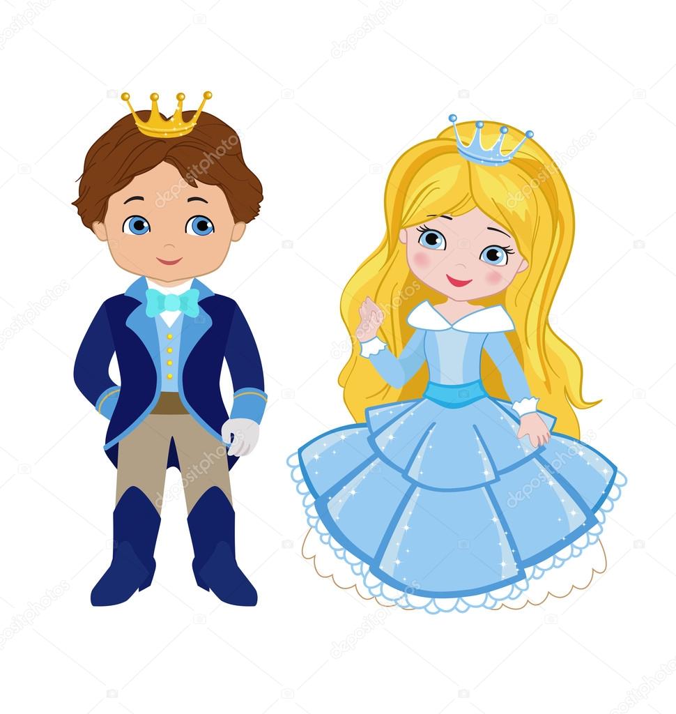 Illustration of very cute Prince and Princess