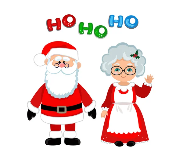 Mikulás és karácsonyi állandó Mrs Claus. — Stock Vector