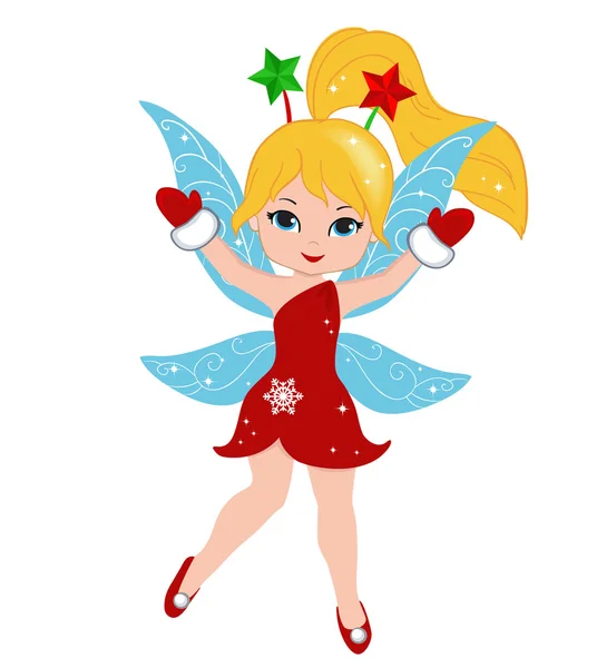 Illustratie van een winter Christmas fairy aanboord geïsoleerd op witte achtergrond. — Stockvector