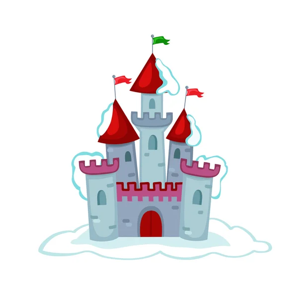 Illustration château de conte de fées de neige . — Image vectorielle