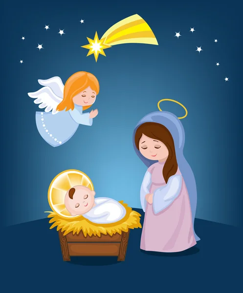 Virgem Maria e o Menino Jesus. No Natal. Ilustração vetorial . — Vetor de Stock