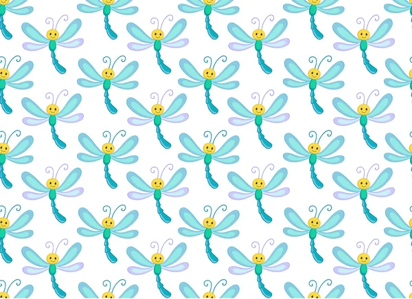 Seamless pattern with cute dragonfly. — Stock Vector
