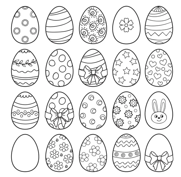 Libro para colorear con huevos de Pascua - ilustración vectorial . — Archivo Imágenes Vectoriales