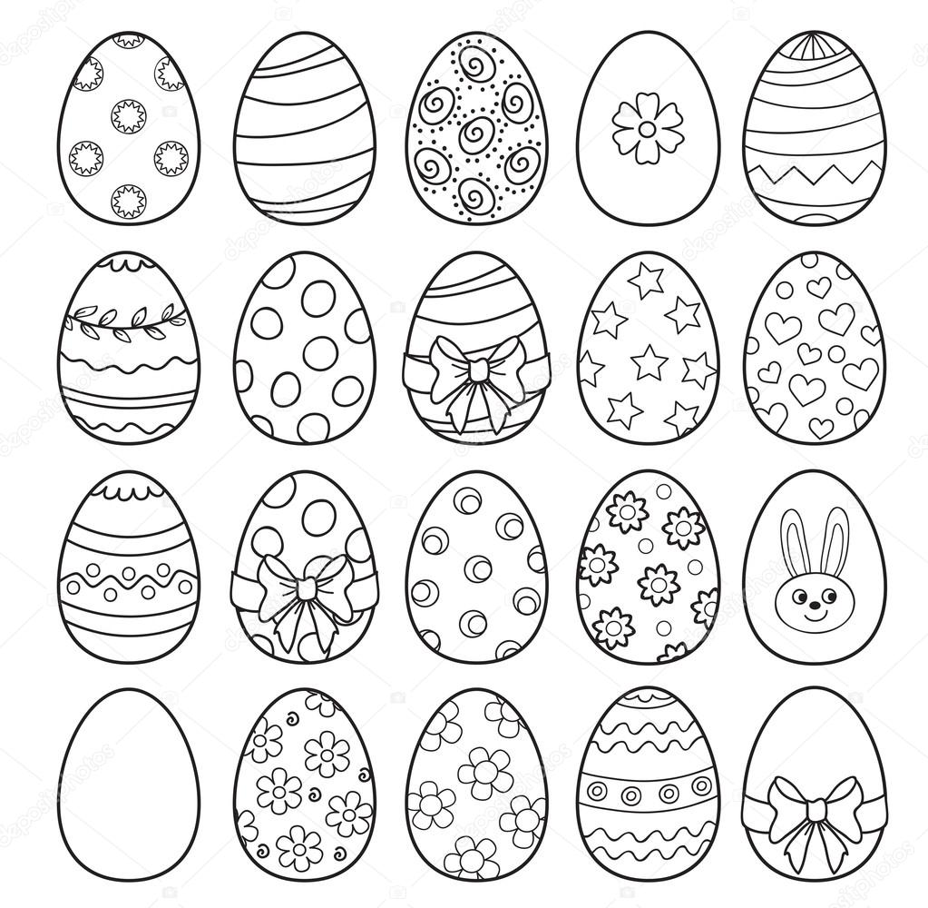 Coloring book with Easter eggs - vector illustration.