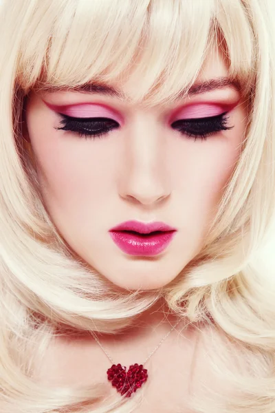 Blonde girl with fancy make-up — Stock Photo, Image