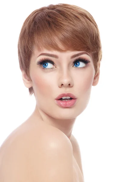 Woman with short haircut and fresh make-up — Stock Photo, Image