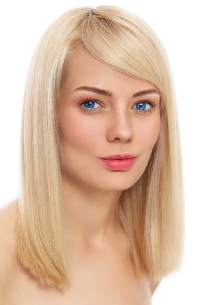 Lächeln Frau mit langen blonden Haaren — Stockfoto