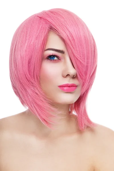 Kız pembe cosplay peruk — Stok fotoğraf