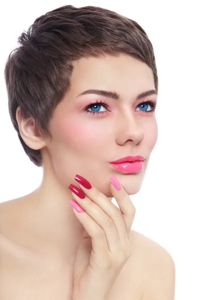 Beautiful woman with stylish manicure — Stock Photo, Image