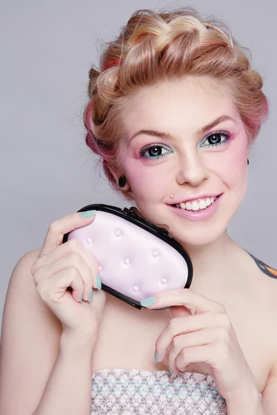 Woman with colorful fancy make-up — Stock Photo, Image