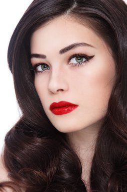 woman with stylish make-up and long hair clipart