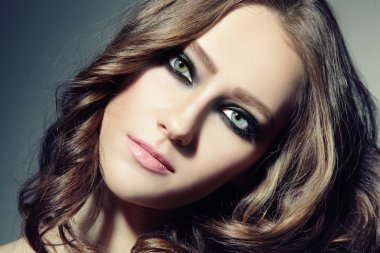 woman with stylish smoky eyes