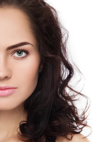 Woman with clean make-up and curly hair — Stock Photo, Image