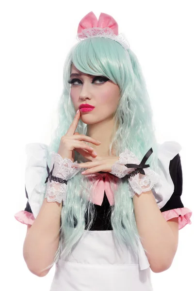 Woman in cosplay wig and costume — ストック写真