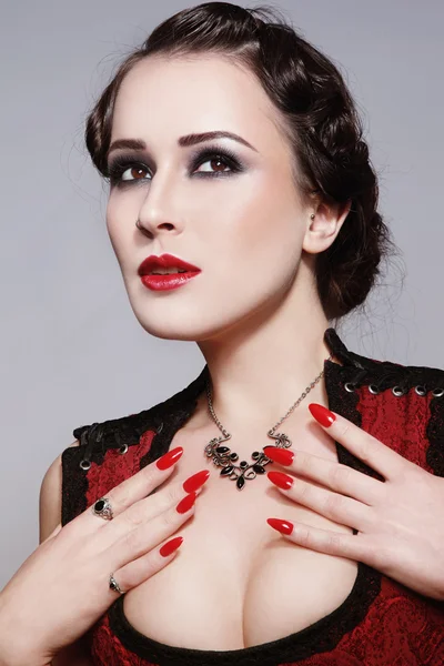 Woman wearing sexy vintage corset — Stockfoto