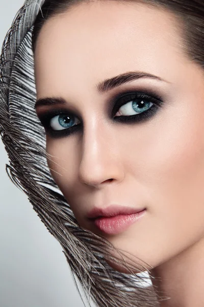 Woman with stylish smoky eyes — Stockfoto