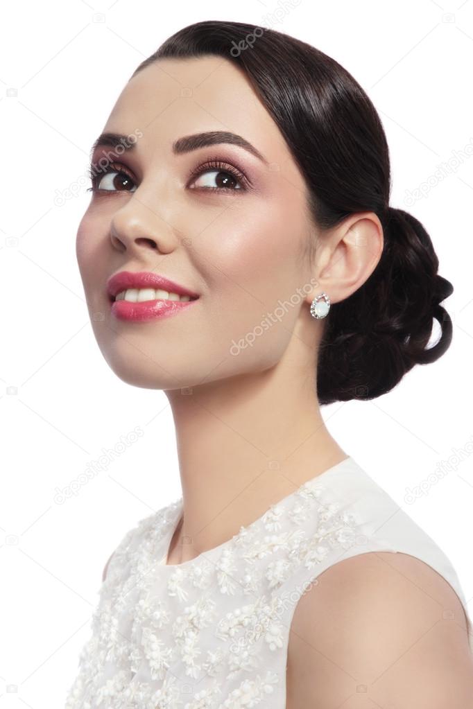 bride with stylish make-up and hairdo