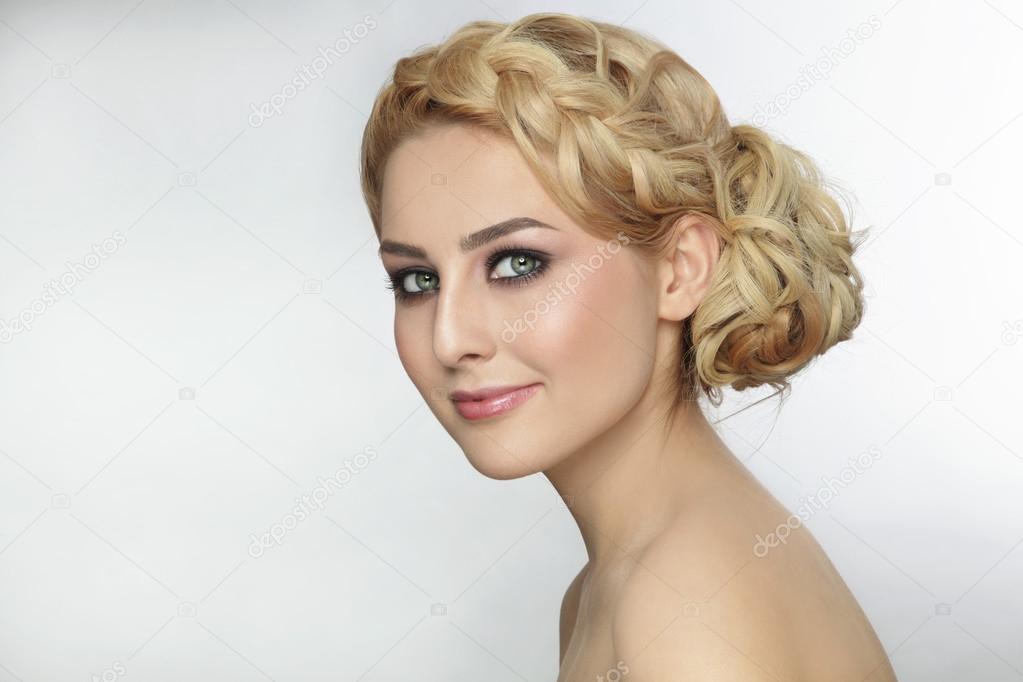 woman with stylish prom hairdo