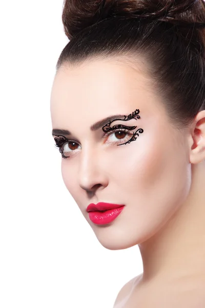 Beautiful woman with fancy eyes stickers — Stock Photo, Image