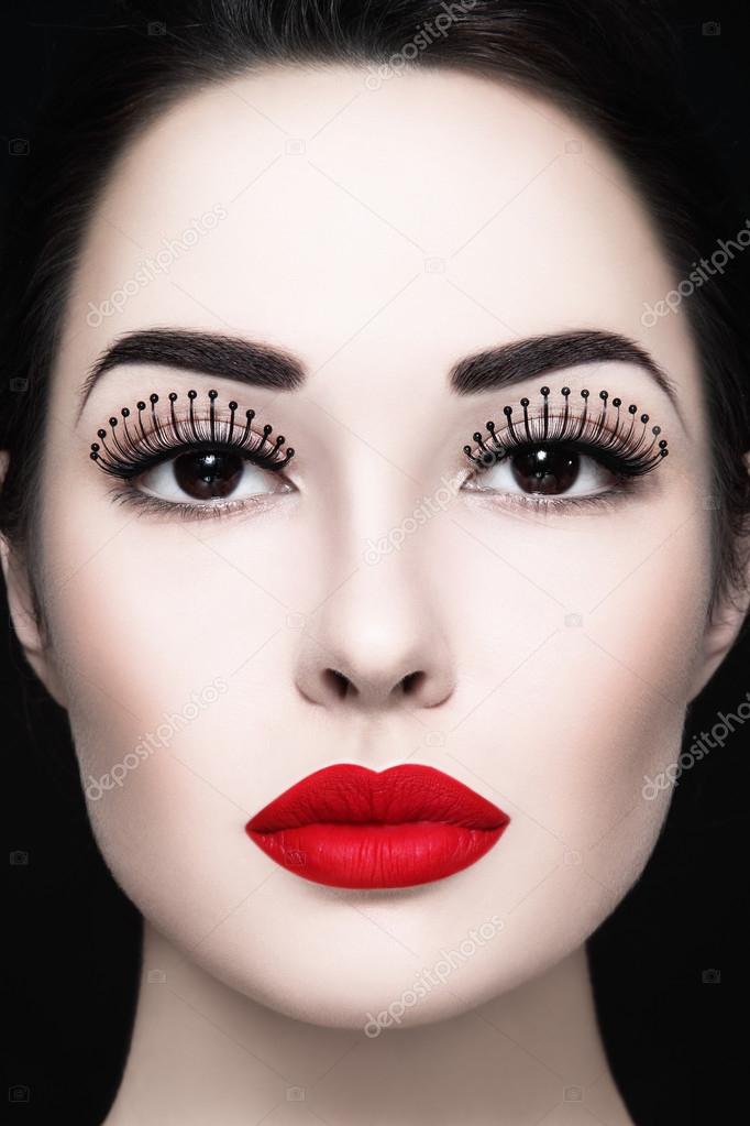 woman with fancy false eyelashes