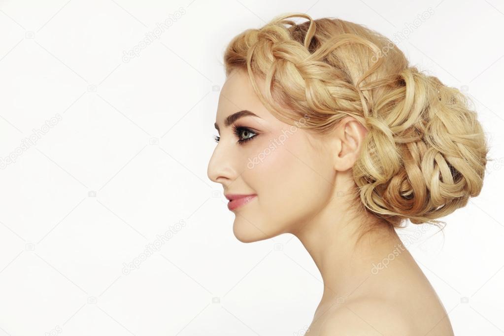 blonde woman with stylish hairdo