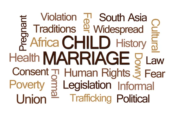 Nuage de mots sur le mariage d'enfants — Photo