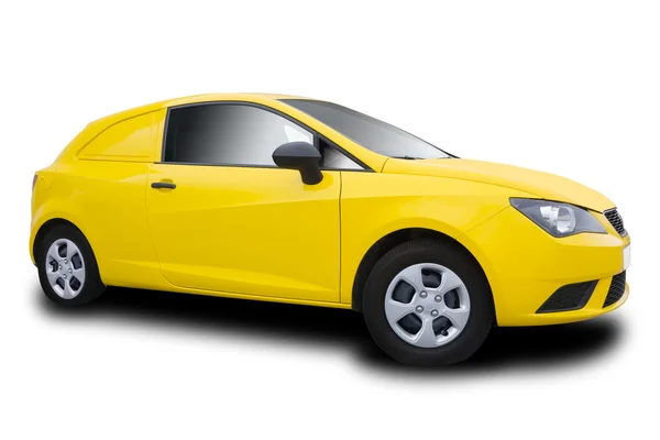 Κίτρινο αυτοκίνητο που απομονώνονται σε λευκό — Φωτογραφία Αρχείου