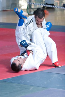 Yarışmacılar bir Japon sporu yarışmaya katılmak
