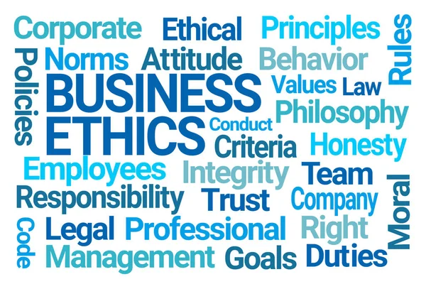 Business Ethics Blue Word Cloud Bílém Pozadí — Stock fotografie