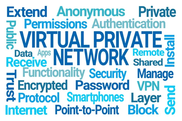 Virtual Private Network Blue Word Cloud Białym Tle — Zdjęcie stockowe