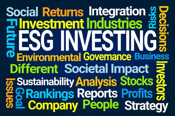 Esg Investera Word Cloud Blå Bakgrund — Stockfoto