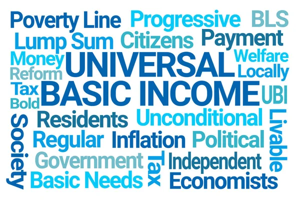 Universal Basic Income Word Cloud Białym Tle — Zdjęcie stockowe