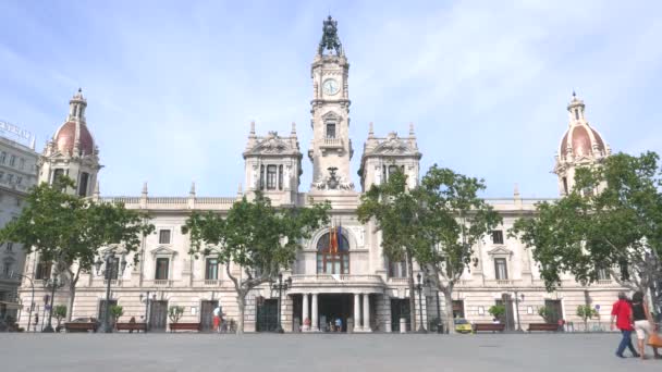 Valencia İspanya City Hall Binası — Stok video