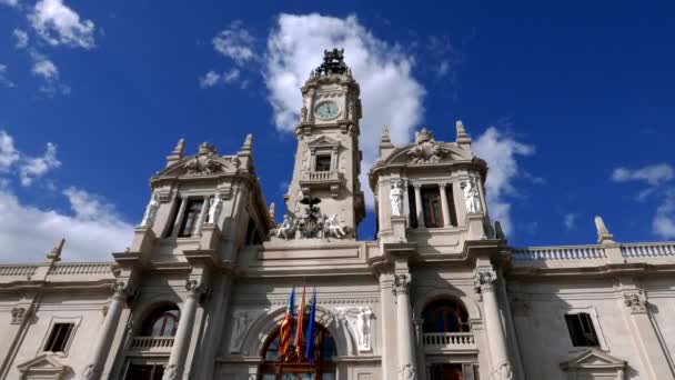 时间流逝的 Valencia 的市政厅大厦 — 图库视频影像